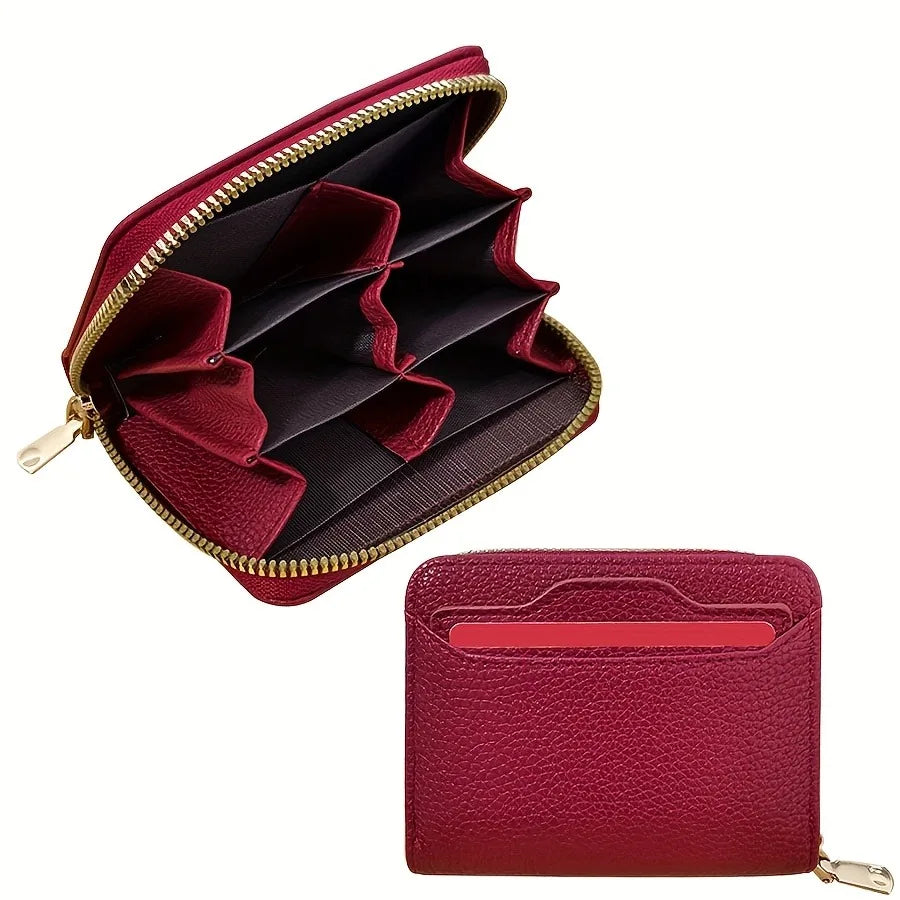 Mini Credit Card Wallet ID Card Holder, Unisex Small Wallet, Thin Zippered Short Coin Purse