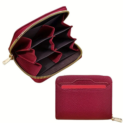 Mini Credit Card Wallet ID Card Holder, Unisex Small Wallet, Thin Zippered Short Coin Purse
