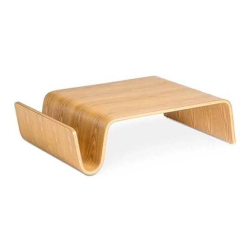 Nordic Medieval Large Curved Wood Coffee Table Bauhaus Designer Minimalist Side Table for Tatami Kang Household Use
