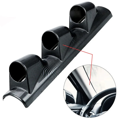 Universal Car Gauge Holder 52mm Left Right 3 Hole A Pillar Column Gauge Pod Holder Meter Stand Carbon Fiber