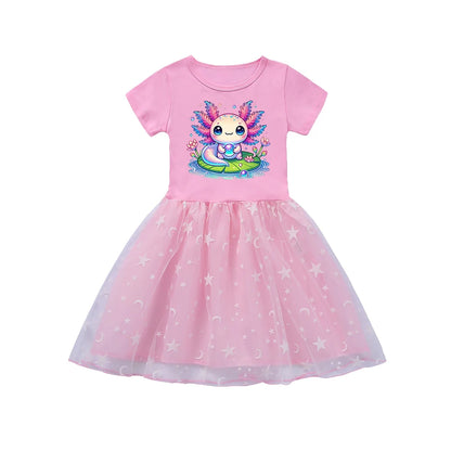 Kids' Dresses for Girls Dress Children's Girly Dresses for Baby Girl Cartoon Axolotl Baby Autumn Clothes Clothing Princess Cute