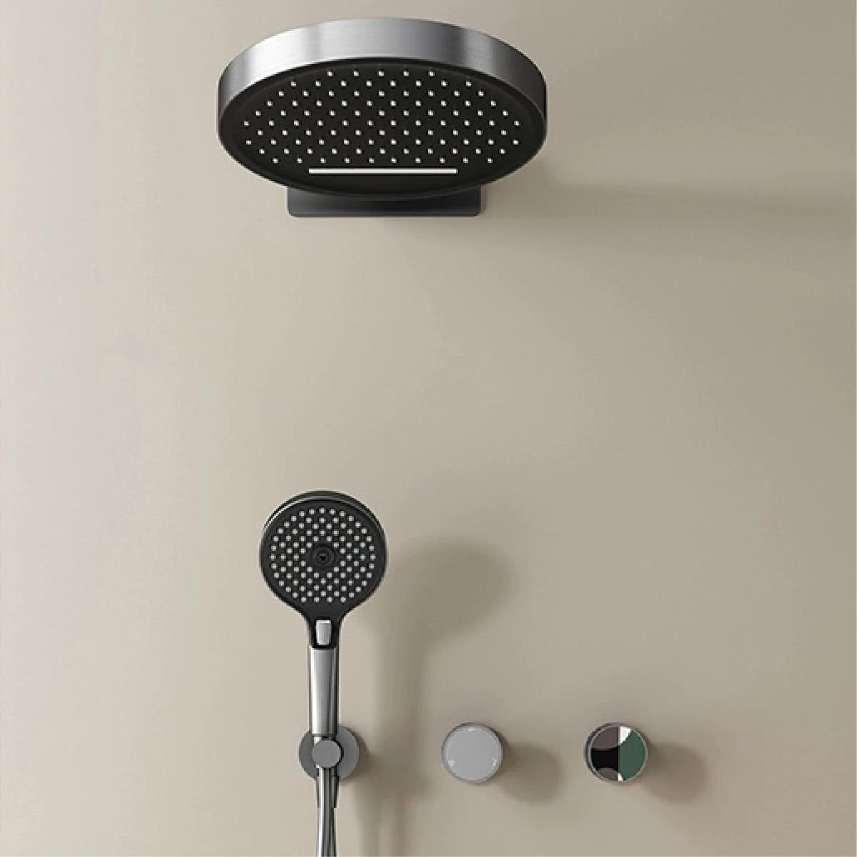 AITANA luxury brass gun gray wall mounted cold and hot water shower system simple design embedded bathroom faucet
