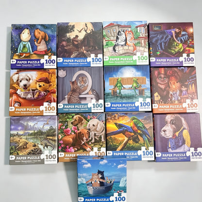 100 Pieces Jigsaw Puzzle Assembling Picture Dog Animals Decompression Puzzles Toy for Adult Children Kids Educational Gifts