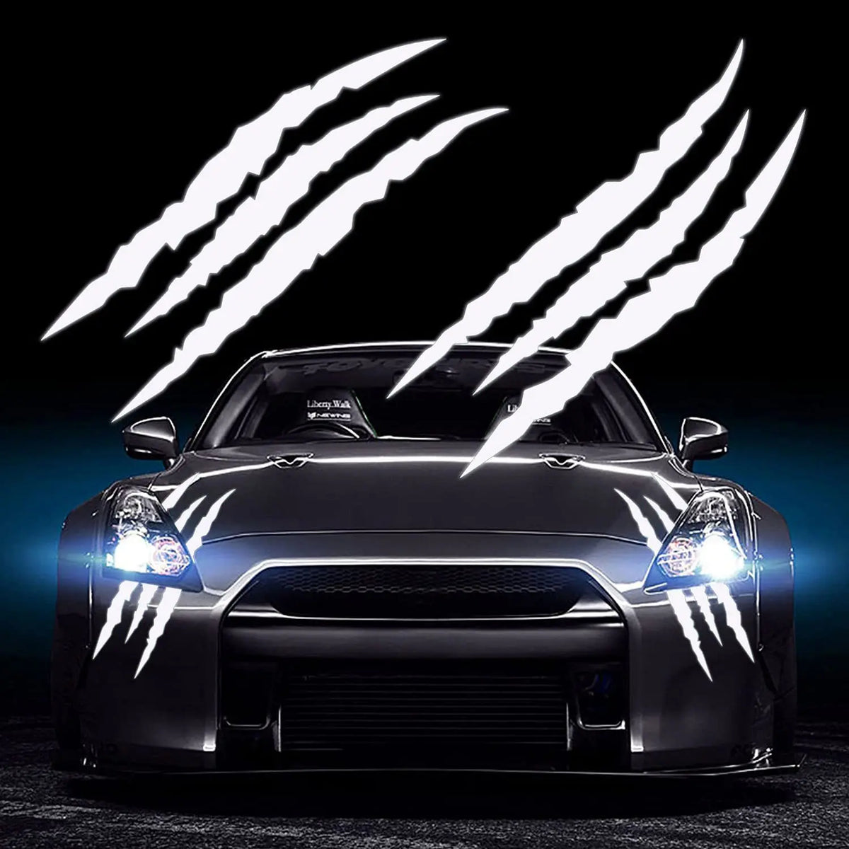 Monster Claw Car Hood Sticker Creative DIY Reflective Stickers Devil Paw Scratches Stripe Decal Stickers Cross Car Decoration