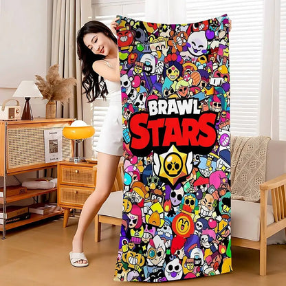 Game B-rawl Game S-Stars Anime Microfiber Printed Beach Towel Mountain Climbing Yoga Beach Swimming Running Absorbent Soft Towel