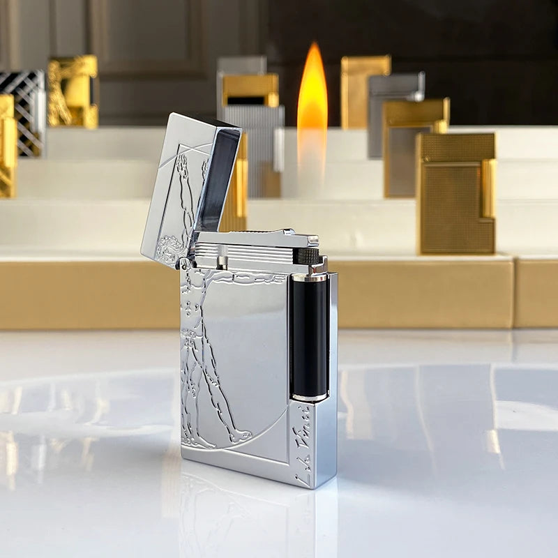 New vintage Lighter Bright Sound brass shell windproof gas lighter for cigarette men's gift