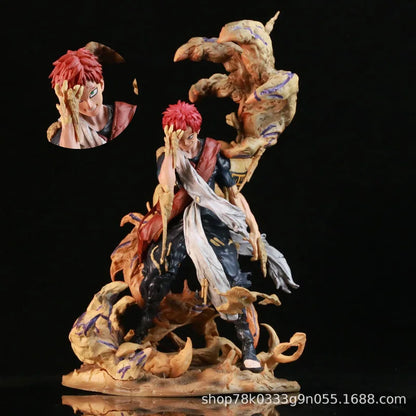 Anime Naruto Iron Curtain Gaara Double-Headed Action Figure Replacement Resonance Figurine Model Desktop Ornaments Boys Toy Gift