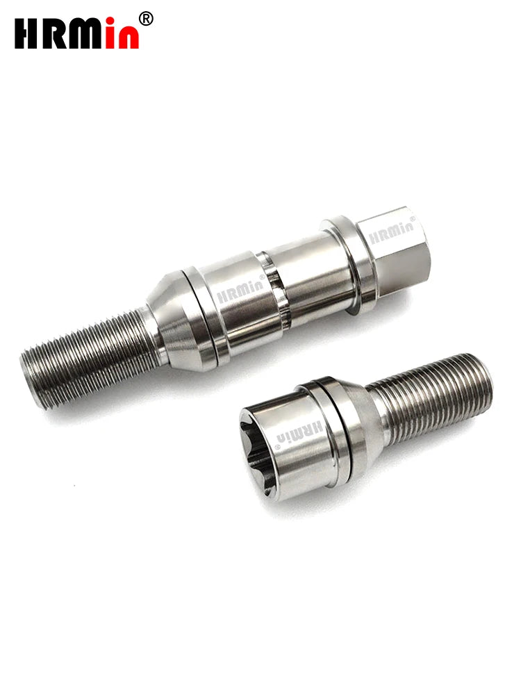 HRmin Gr5 Titanium Wheel Bolt M12/M14x1.25/1.5x28mm-45mm for European Cars Torx Socket Free Cone Washer