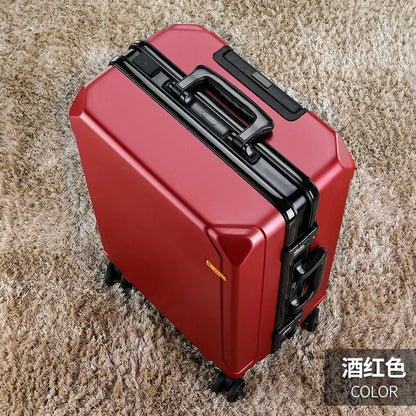Fashion rolling luggage aluminum frame USB charging trolley suitcase 20/24/26/28 inch students password travel luggage