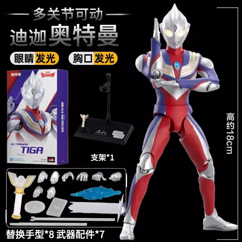 ZD TOYS Genuine Ultraman Light Series Zero，Ultraman Belial，Ultraman Tiga，Jack Armor Collectibles of Finished Movable Model Toys