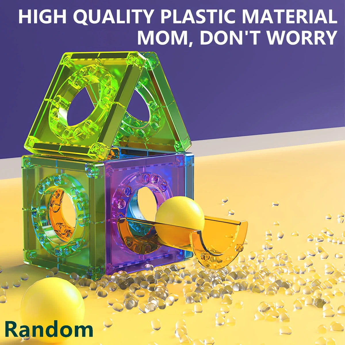 Magnetic Tiles Marble Run Toy 3D Clear STEM Educational Pipe Track Ball Building Blocks Kids 3+ Brain Development Kit