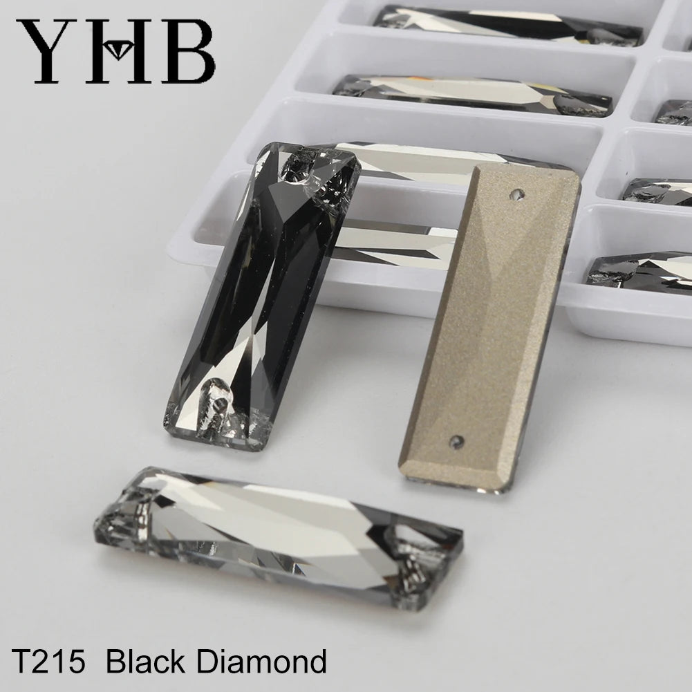 YHB Top Quality Cosmic Baguetee Glass Crystal AB Moonlight Sewing Stones Flatback Sew on Rhinestones For Garment Clothes Bags