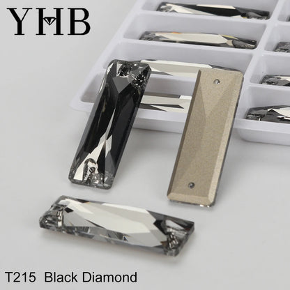YHB Top Quality Cosmic Baguetee Glass Crystal AB Moonlight Sewing Stones Flatback Sew on Rhinestones For Garment Clothes Bags