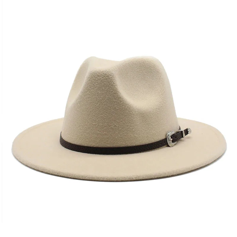 British Style Felt Jazz Fedora Hat 59-61CM Size Panama Trilby Hats for Women Men Gentleman Wedding Party Hat