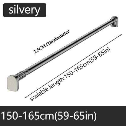 Adjustable Stainless Steel Shower Curtain Rod Clothes Drying Rack No-Drill Telescopic Pole for Laundry Room Bathroom