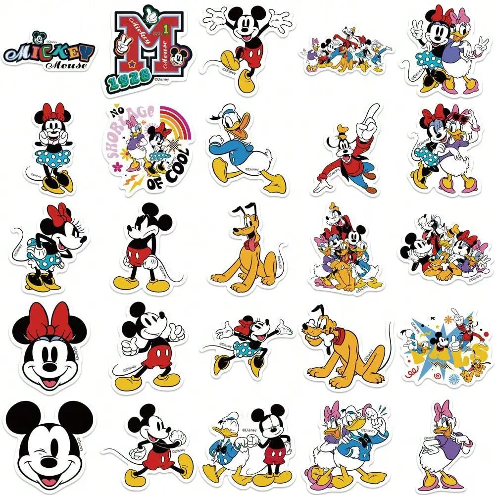 50PCS Disney Mickey Mouse Officially Licensed Vinyl Stickers Friends Waterproof Cartoon Gifts for Water Bottles Laptop Bumper