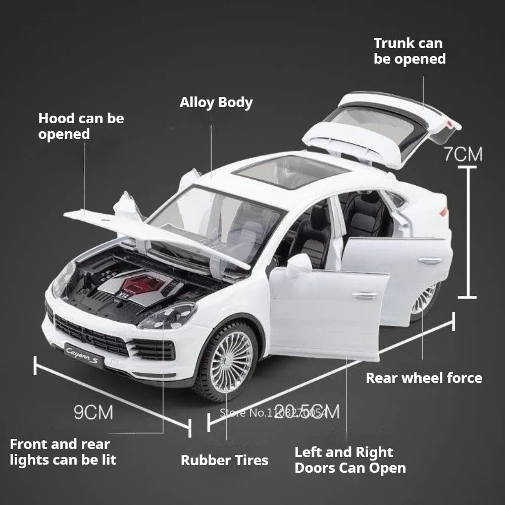 1:24 Panamera Cayenne Alloy Model Diecast Car Miniature Toys Doors Opened Sound Light Pull Back Sports Cars Kids Christmas Gifts