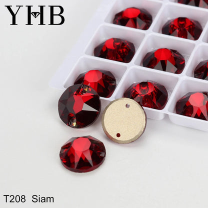 YHB Top Quality XIRIUS Glass Crystal AB Moonlight Sewing Stones Flatback Sew on Rhinestones For Garment Clothes Bags