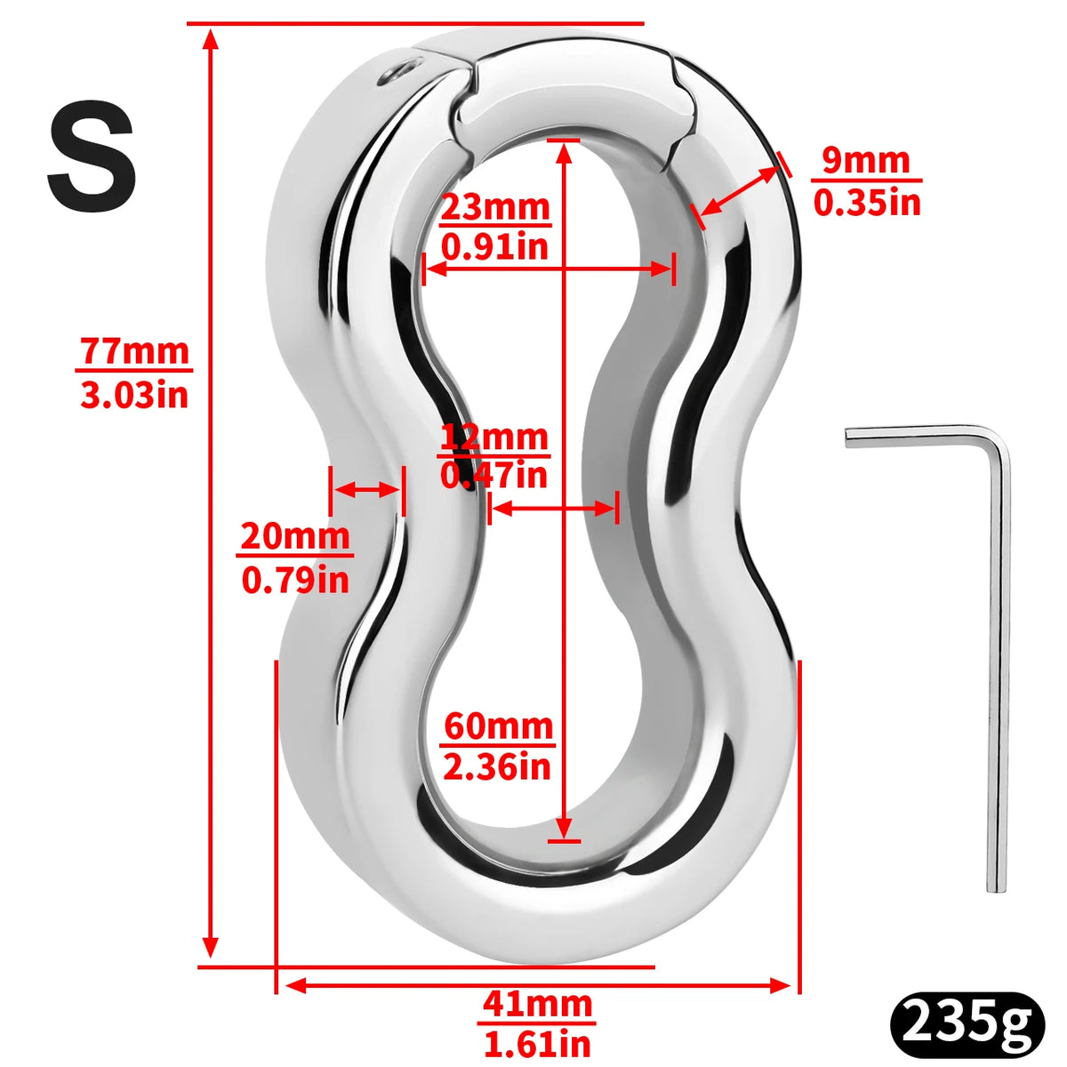 LEZEE Stainless Steel Semen Lock Rings Scrotum Drop Ring Heavy Metal Testicular Stretcher Rings Weight Hanging BDSM Cockring