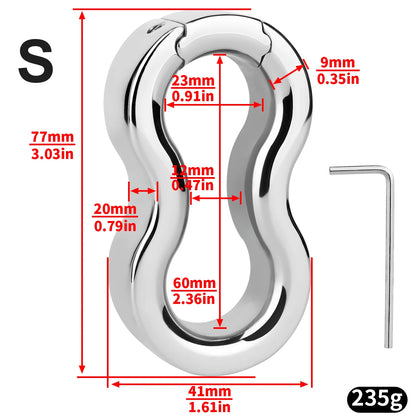 LEZEE Stainless Steel Semen Lock Rings Scrotum Drop Ring Heavy Metal Testicular Stretcher Rings Weight Hanging BDSM Cockring