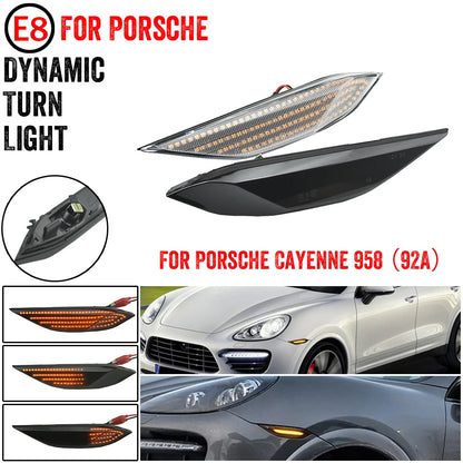 Fit For Porsche Cayenne 958 92A 2010- 2014 2pcs LED Dynamic Amber Turn Signal Light Side Fender Marker Lamp PO2555102
