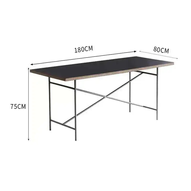 Stainless Steel Leg Rectangular Solid Wood Conference Table Office Desk Writing Living Room Table Mesa Office Furniture KMOD