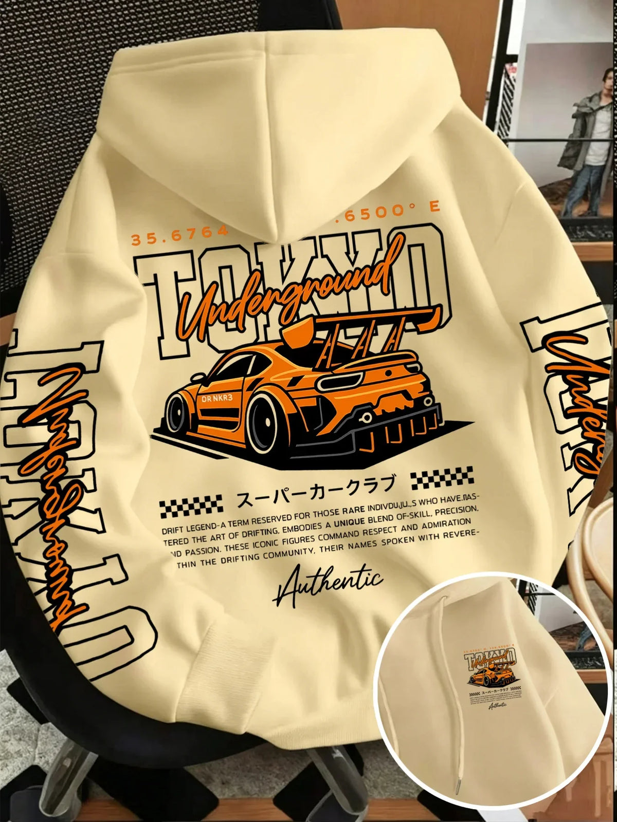 Tokyo JDM Race Car Hoodie Unisex Oversized Double Sided Print Hip Hop Streetwear Pullover Sweatshirt Car Enthusiast Autumn