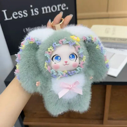 Cute and colorful Plush Rabbit doll; Children's Plush Animal Rabbit doll; Long-Eared Cute Rabbit Lace-Trimmed Plush doll Pendant