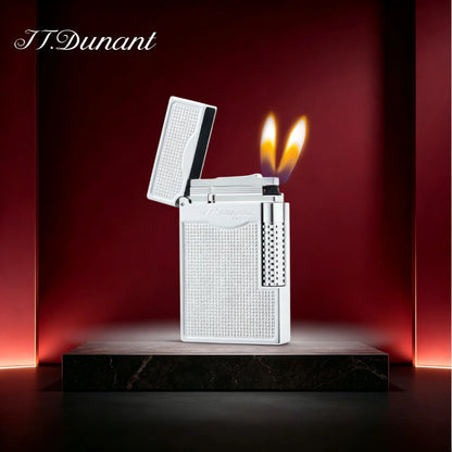 JT.Dunant Lighter Luxury Gold Double Flame Ignition Ding Sound Refillable Butane Gas Lighter Best Gift for Men Husband Boyfriend