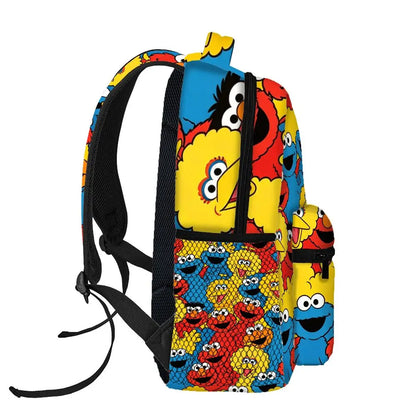 Cartoon Elmo Big Bird Full Print Backpack Sesame Street Schoolbag Outdoor Travel Rucksack Gift