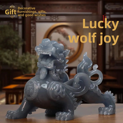 Ink Jade Pixiu Ornaments Pair of Living Room Wine Cabinet TV Cabinet Hallway Decorations Good Lucky New Arrival Advanced Gifts