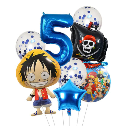 Anime One Piece Aluminum Film Balloons Luffy Shape Foil Balloon Boys Birthday Party Decoration Items