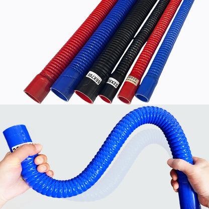 Blue Universal Car Silicone Flexible Hose Air Intake Pipe Radiator Supercharger Intercooler Tube Rubber Joiner And Two Clamps