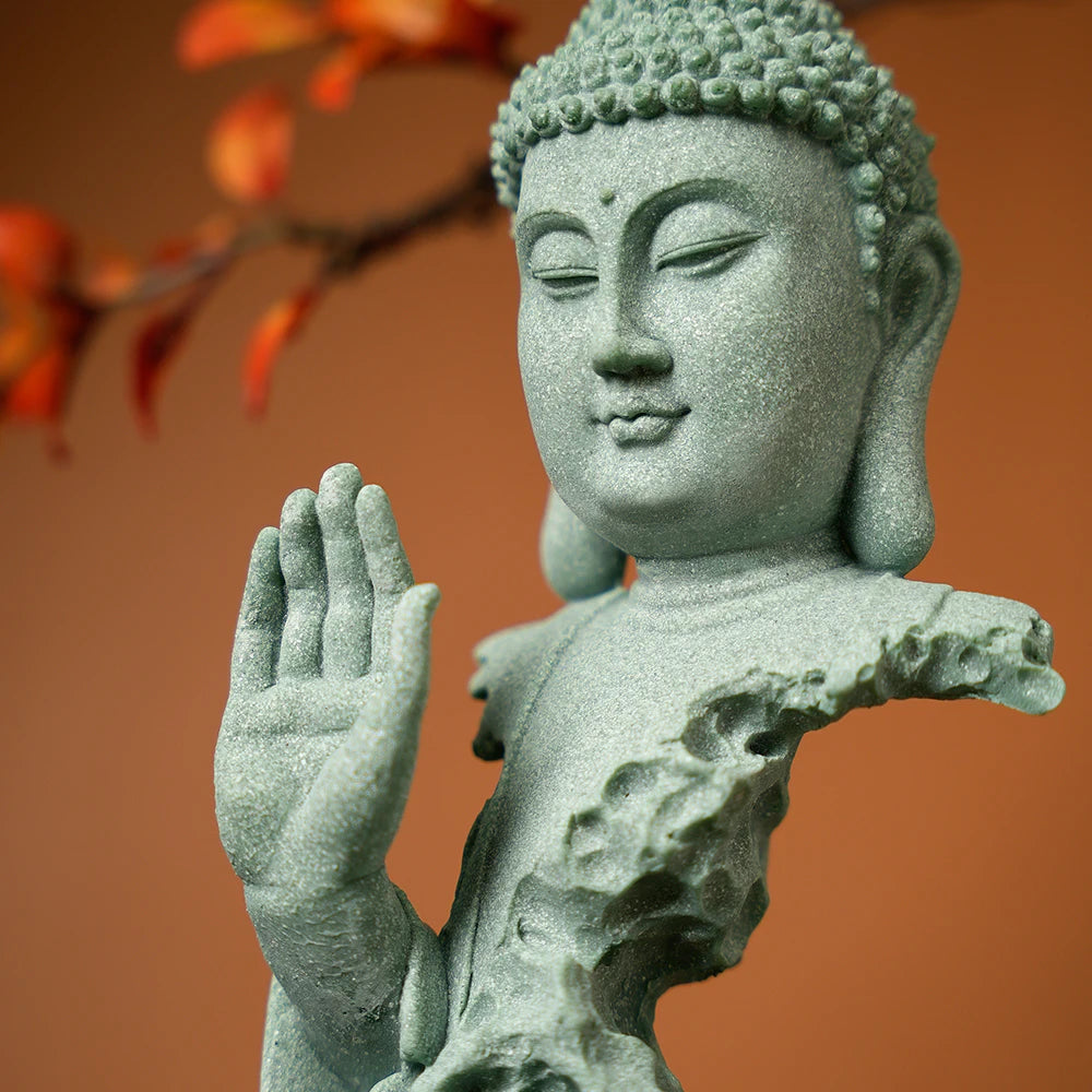 Buddhist Statue Desktop Decoration Tablescape Decoration Home Zen Statue Green Sandstone