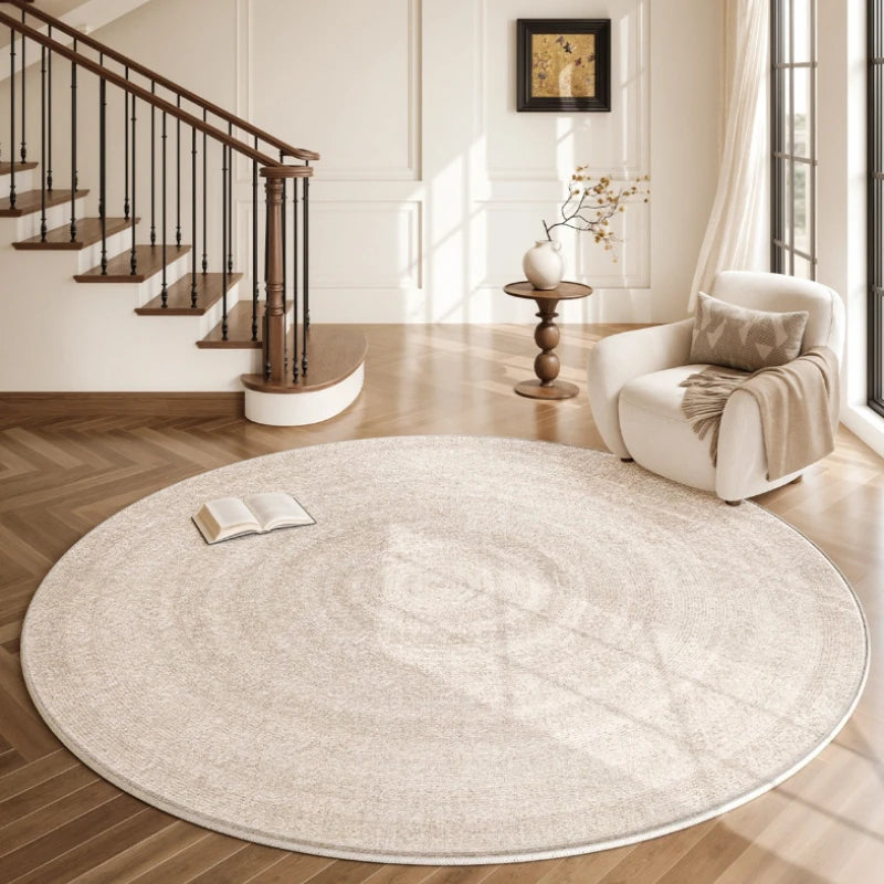 Cream Style Carpets for Living Room Minimalist Bedroom Decor Round Carpet Fluffy Soft Lounge Floor Mat Thick Plush Cloakroom Rug