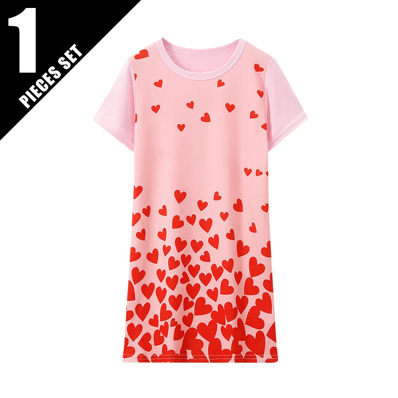 2/1 Pack Summer Girl Sweet and Lovely Princess Wind Dress Loose Plus Mermaid and Knee Skirt Comfortable Student Home Skirt