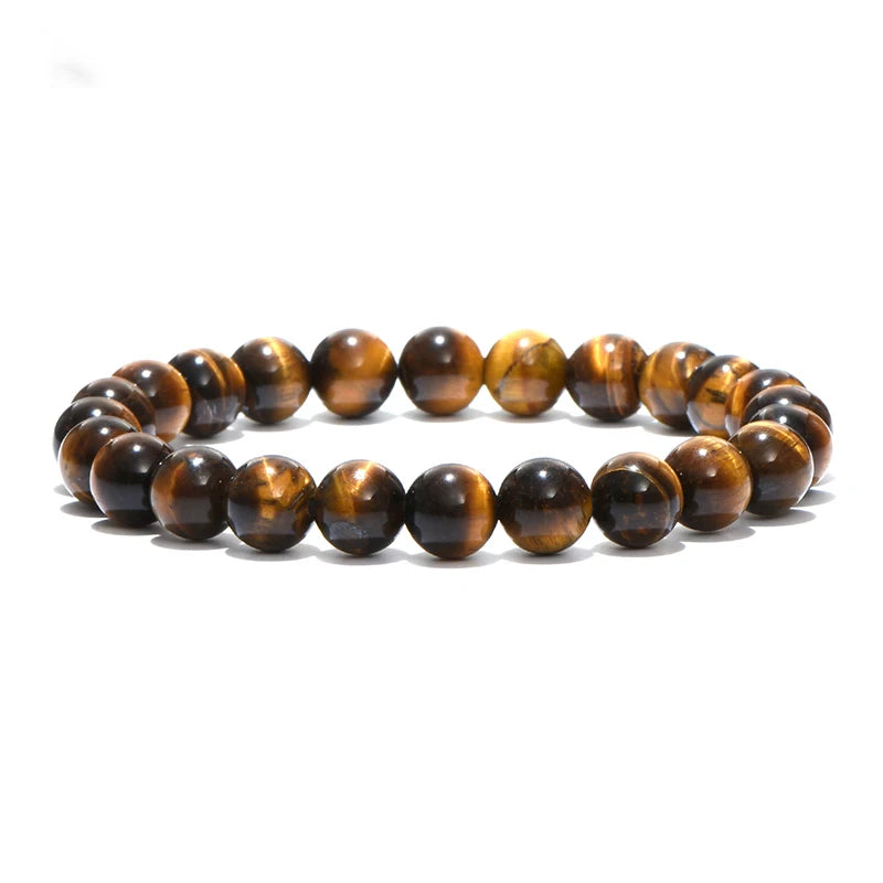 New Cool Motorcycle Riding Beaded Bracelet Men Natural 4/6/8/10/12mm Smooth Tiger Eyes Stone Braslet Outdoor Cycling Accessories