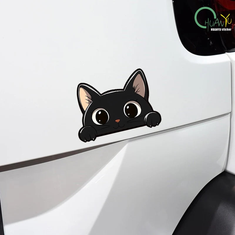 Black kitten cartoon cute car body scratch cover personal creative waterproof electric bike motorcycle sticker decal