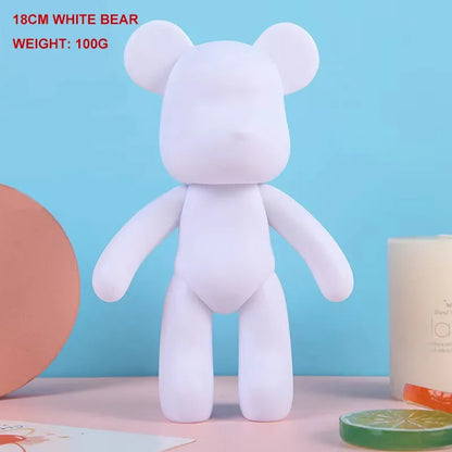 DIY Fluid Bear Sculpture Handmade Violent Bear Bearbrick White Blank Mold Doll Toy Graffiti Painting Ornaments Gift Home Decor