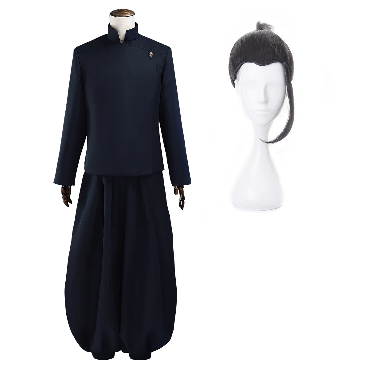 HOLOUN Jujutsu JJK Manga Anime Suguru Geto Satoru Gojo Cosplay Costume Wig Dark Blue Jacket Pants Uniform Rose Net Halloween
