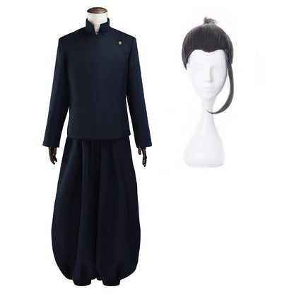 HOLOUN Jujutsu JJK Manga Anime Suguru Geto Satoru Gojo Cosplay Costume Wig Dark Blue Jacket Pants Uniform Rose Net Halloween