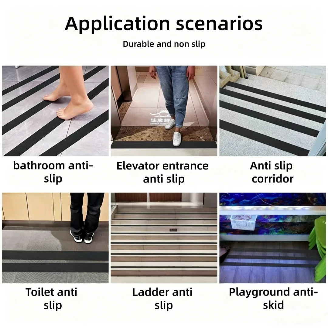 Black Rubber Anti-Slip Tape, Waterproof, Wear-Resistant, Anti-Drop, Non-Slip Sticker, Used for Stairs, Kitchens, and Bathrooms