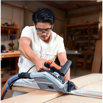 110V SJ-55 Brushless Track Saw 2KW 55mm Depth 6470RPM 6-Speed Plunge Saw for Wood Aluminum Plastic Dust Free with Quick Safety