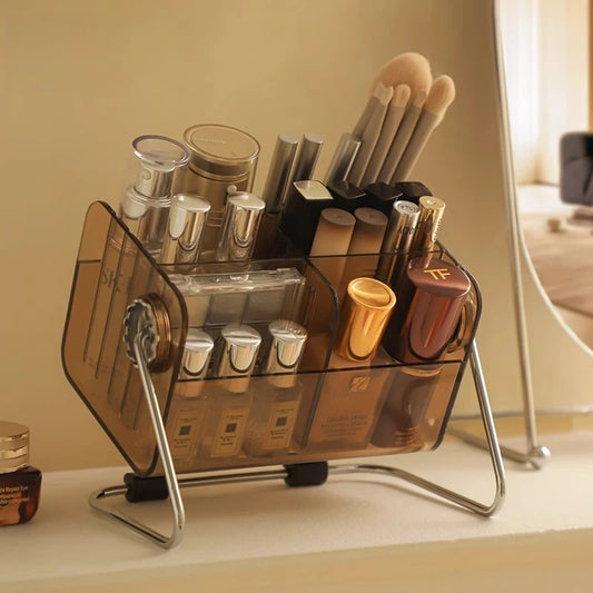 Vintage Cosmetic Storage Box Stationery Storage Dressing Lipstick Eye Shadow Brush Makeup Brush Drum Removable Storage Rack