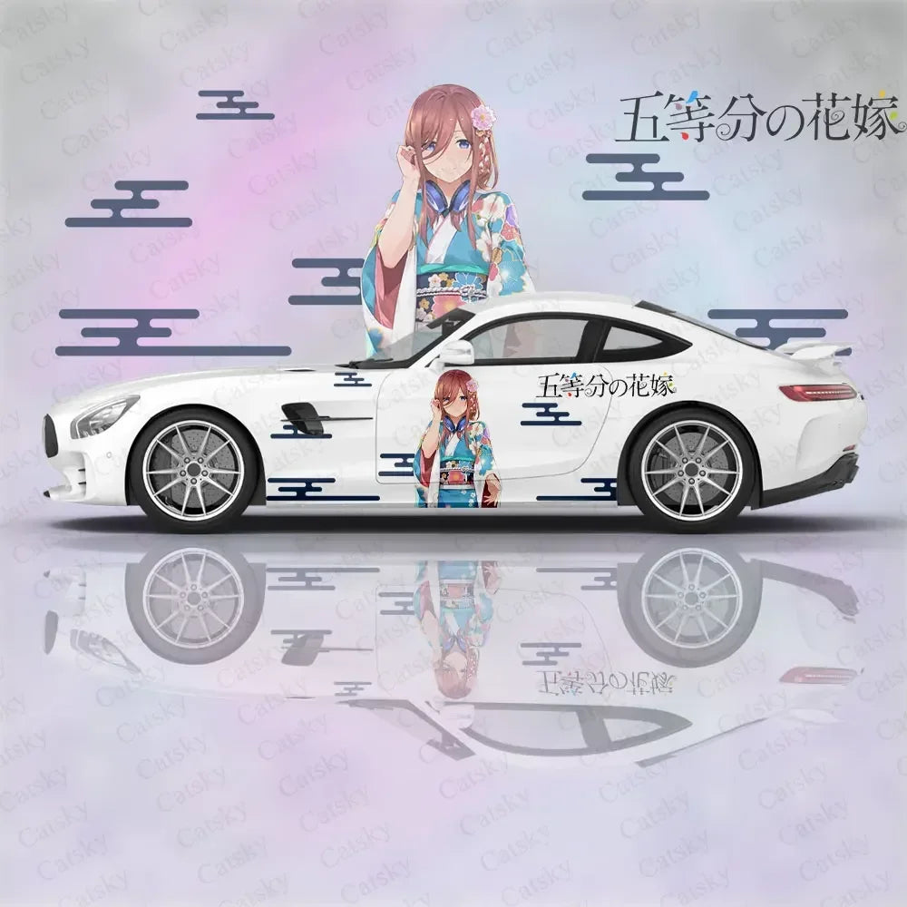 Nakano Miku Custom Anime Girl Car Accessories Anime Body Stickers Auto Side Film Decal Body Vinyl Sticker SUV Decoration Pattern