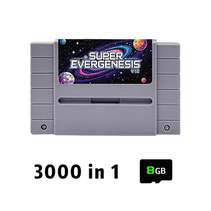 Super EVERGENESIS 3000 in 1 SFC Game Card OS V12 With 8GB TF Card For 16-bit US SNES Video Game Console Game Accessories