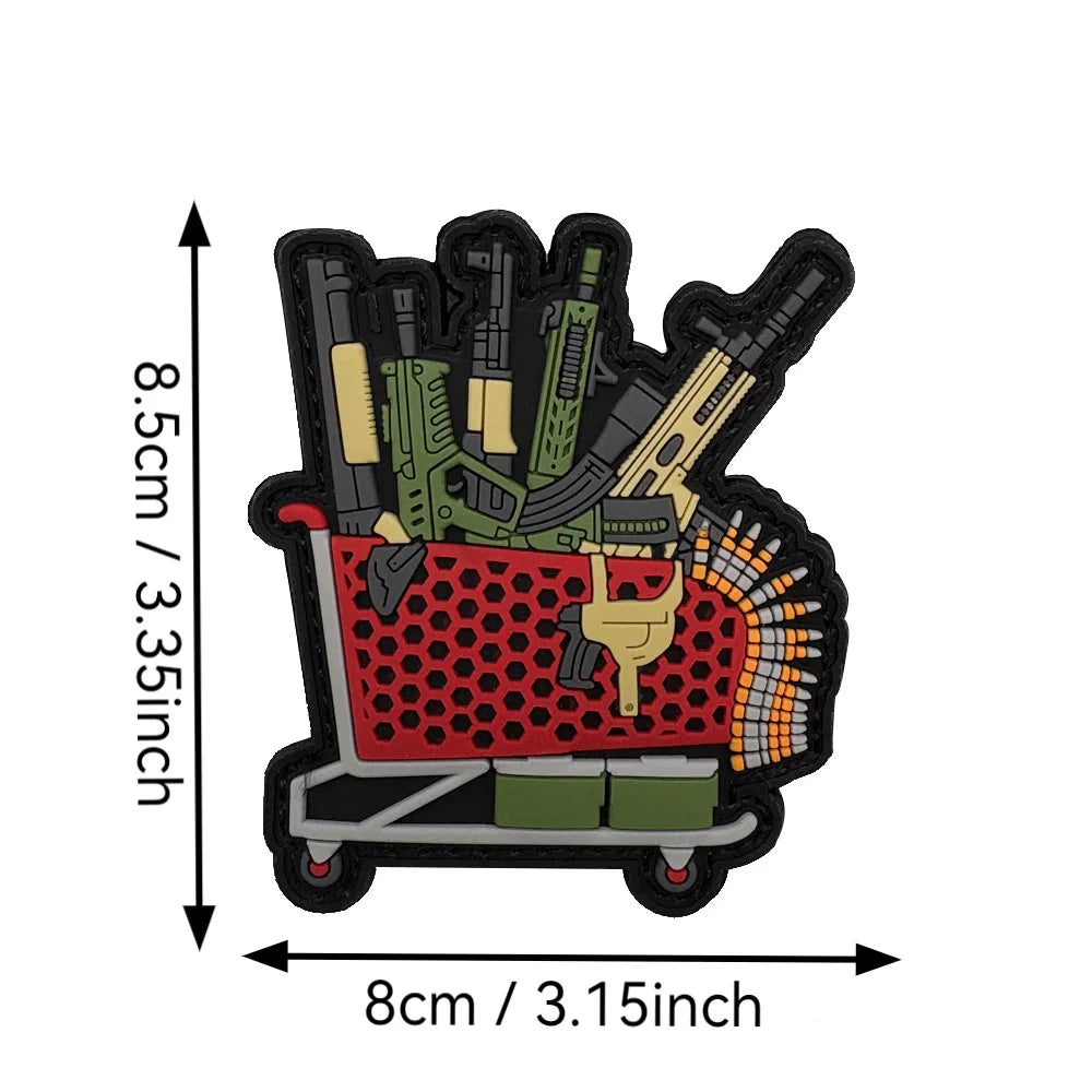 Tactical Machine Gun Ammunition Morale Badge Military Patch 3D PVC Hook and Loop Patches Armband Clothes Backpack Sticker