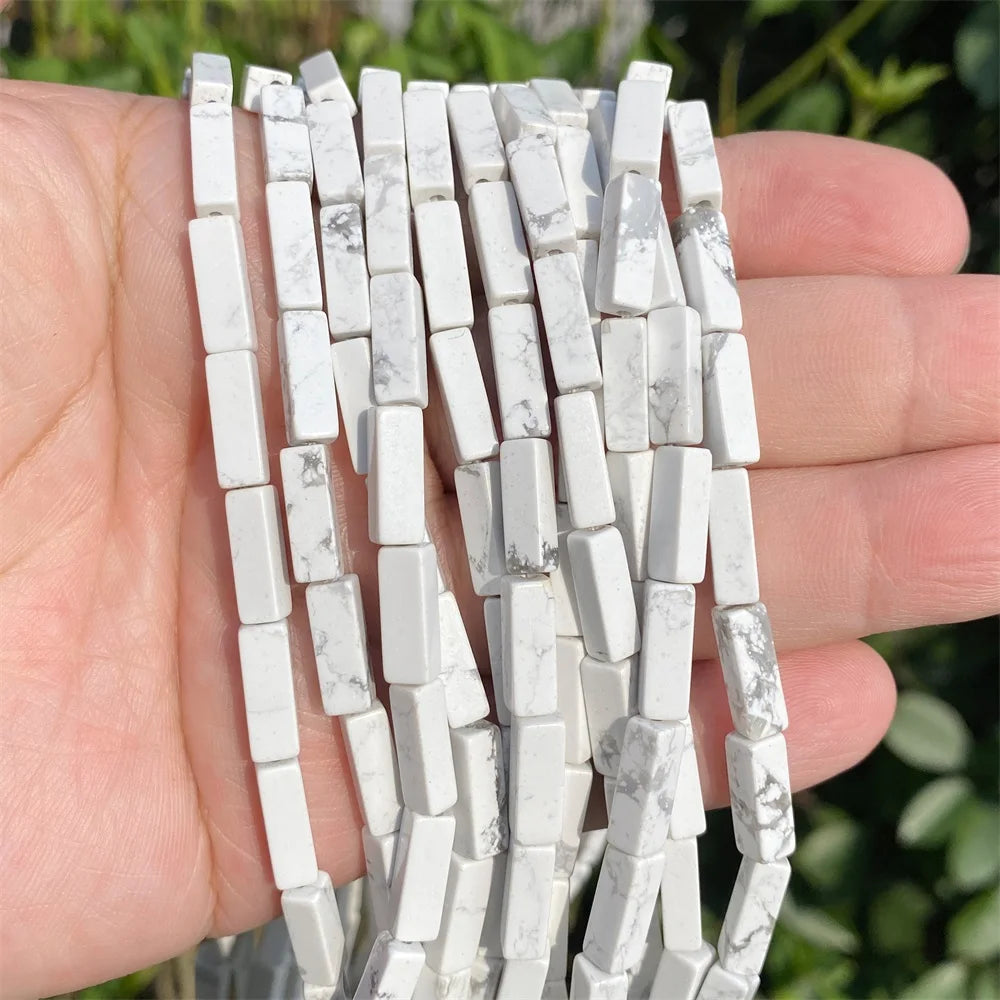4x13mm Natural Stone Tube Rectangle Sea Sediment Lapis Lazuli Opal Amethysts Quartz Beads for Jewelry Making DIY Bracelet