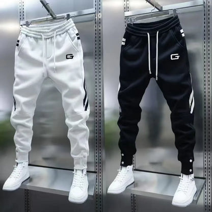 Trendy Men's New Embroidered Splicing Legged Casual Pants, Versatile, Stainproof, Solid Color Sports Pants, Elastic, Harun Stret