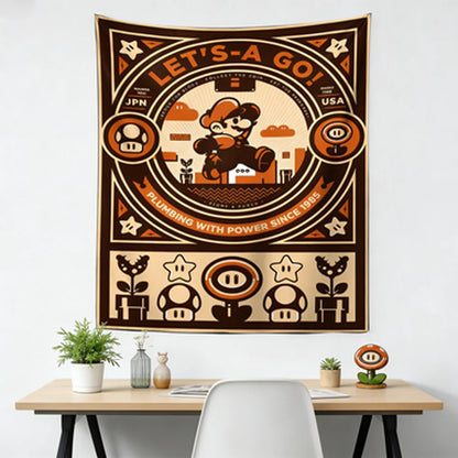 Mario Brothers Anime Tapestry Japanese Retro Style Bedroom Decor Background Cloth for Room Decoration